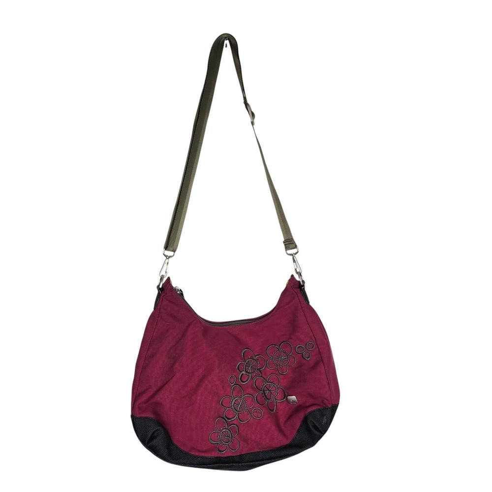HAIKU Floral Crossbody Bag Womens Medium Pink Cyclepet Travel Purse Embroidered